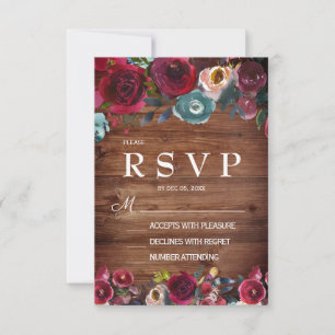 Pays Bourgogne Marsala Marine Rouge Floral RSVP