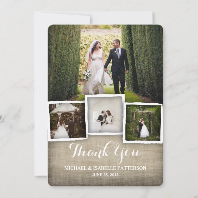 Pays Burlap Mariage Carte de remerciements photo (Devant)