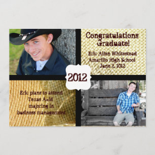 Pays Burlap Photo Faire-part de graduation