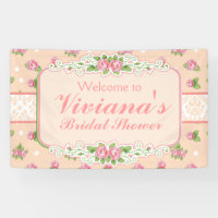 Pays chic, bannière rose de Fête de la mariée de