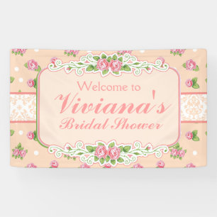 Pays chic, bannière rose de Fête de la mariée de
