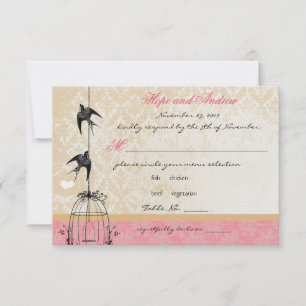 Pays Corail Damassé Cage à Oiseaux Mariage RSVP
