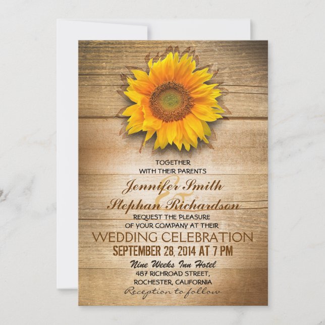 pays de bois rustique invitations de mariage de to (Devant)