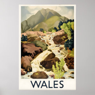 Pays de Galles Grande-Bretagne Affiche de voyage v