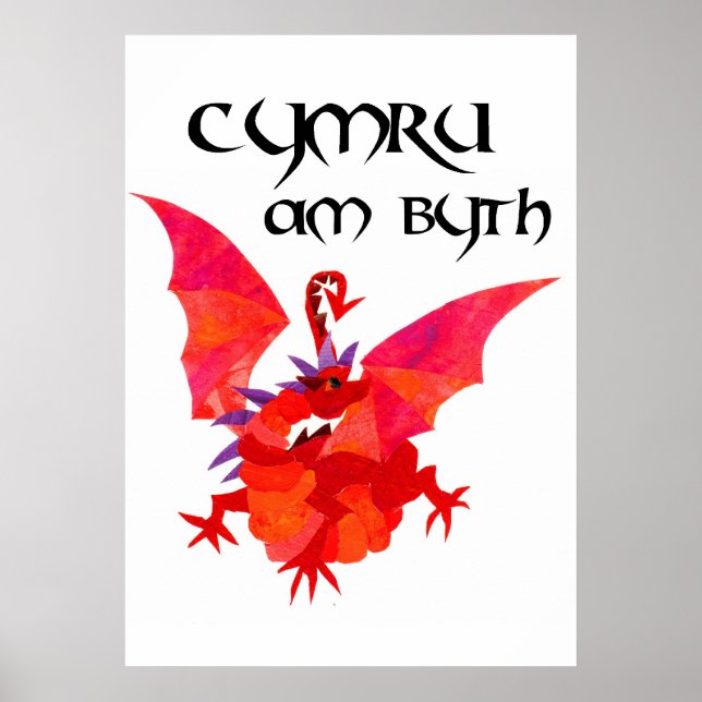 'Pays de Galles Pour Toujours' Poster Red Dragon (Devant)