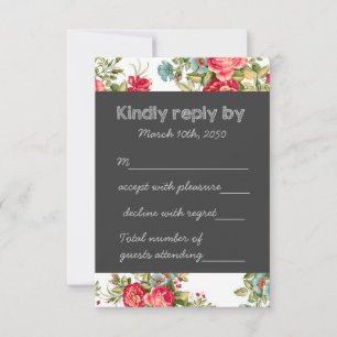 Pays de tableau noir Chintz Mariage RSVP