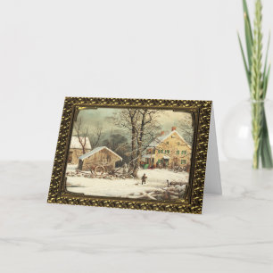 Pays encadré Noël matin - Carte Vintage