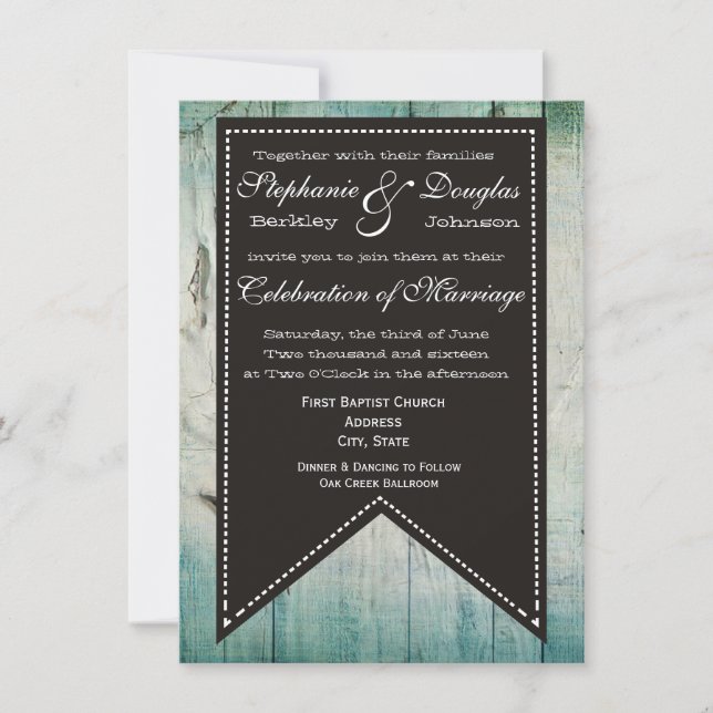 Pays Grange Bois Rustique Invitations de mariage (Devant)