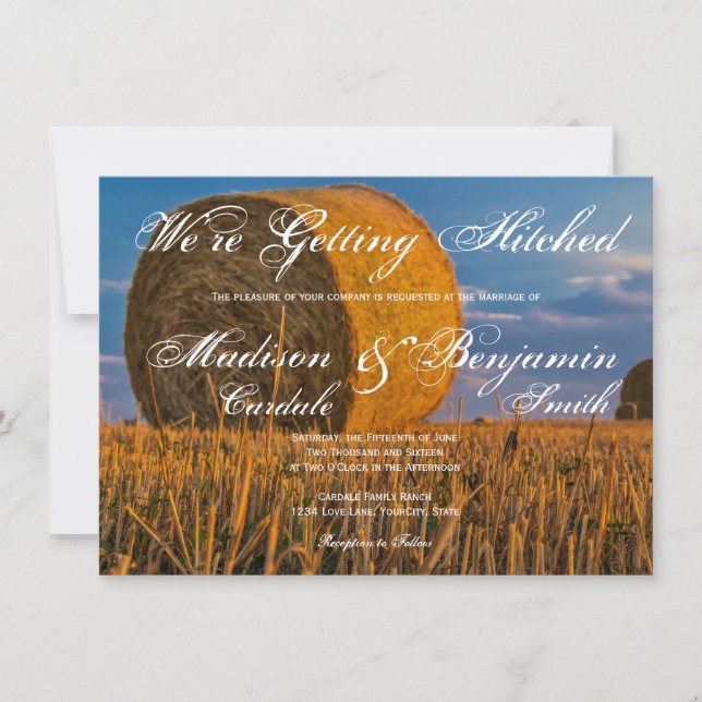 Pays Hay Bale Mariage rural Invitations (Devant)