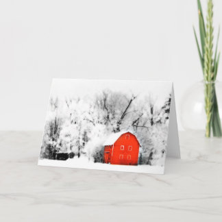 Pays hiver, carte de Noël, grange, neige, ferme