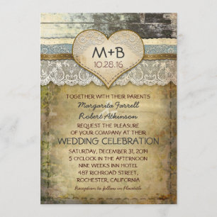 pays invitation de mariage rustique