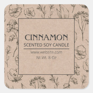 Pays Kraft Fleurs sauvages Soy Candle Étiquette