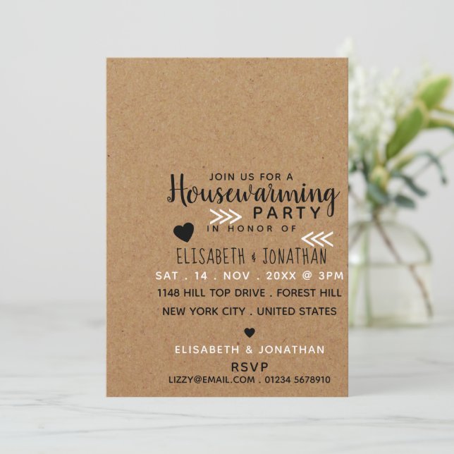 Pays Kraft Houseéching Party Invitation (Debout devant)