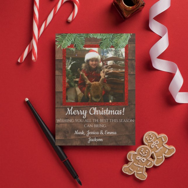 Pays Noël Carte photo de bois d'épi et de pin (Créateur téléchargé)