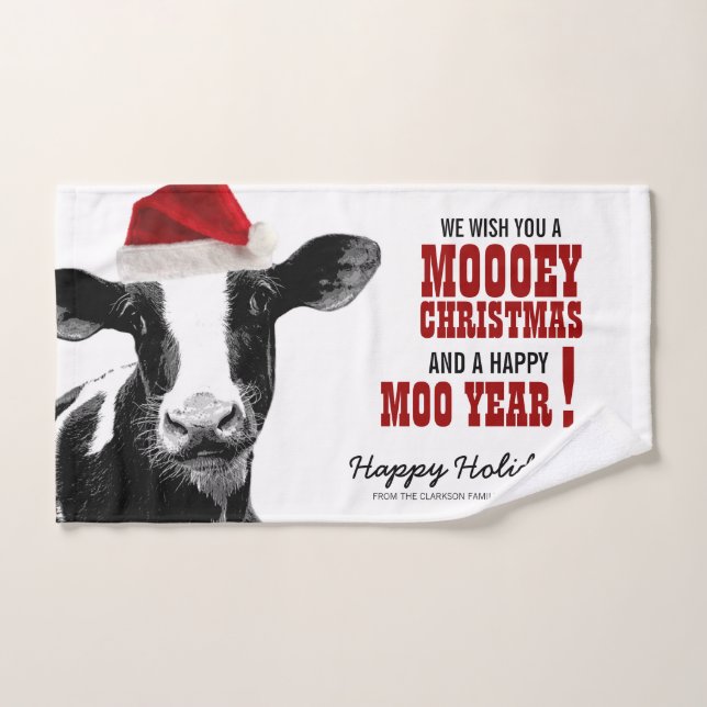 Pays Noël Père Noël Vacances Vaches  (Serviette à main)