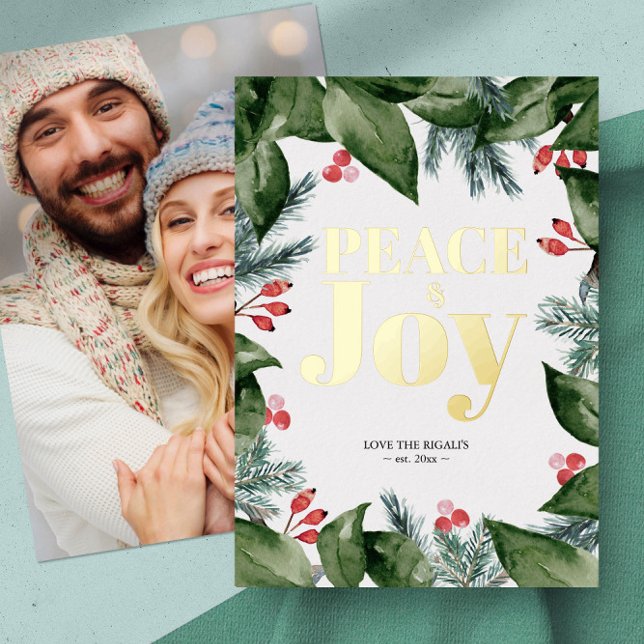 Pays Photo Joyeux Carte de fin de année Botanique (Christmas card photo botanical foil )