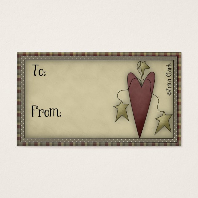 Pays Prim Heart - étiquette cadeau (Devant)