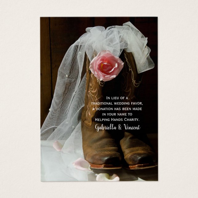 Pays Rose Western Mariage Charity Carte Faveur  (Devant)