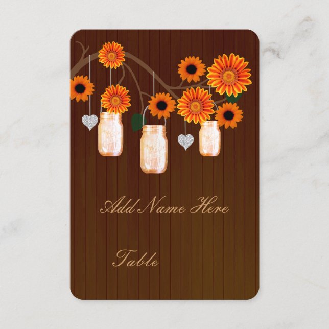 Pays Russe Orange Mason Jarres Table Place Carte (Devant)