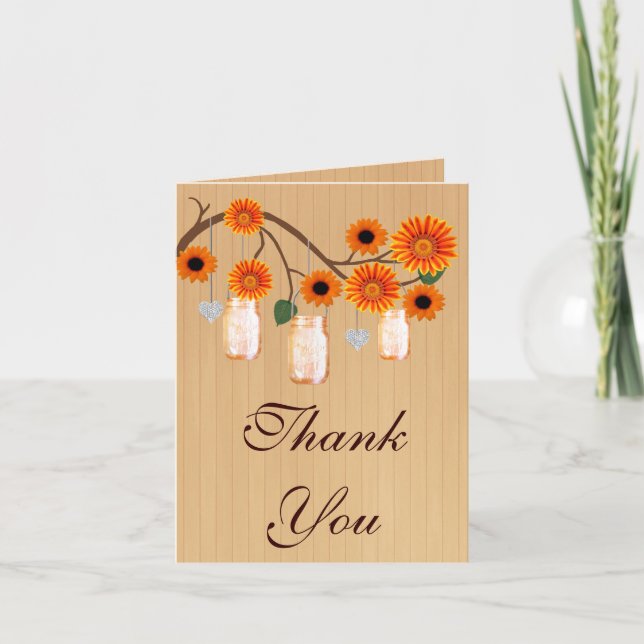 Pays Russe Orange Mason Jars Carte de remerciement (Devant)