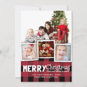 Pays Russe Plaid Joyeux Carte photo de Noël