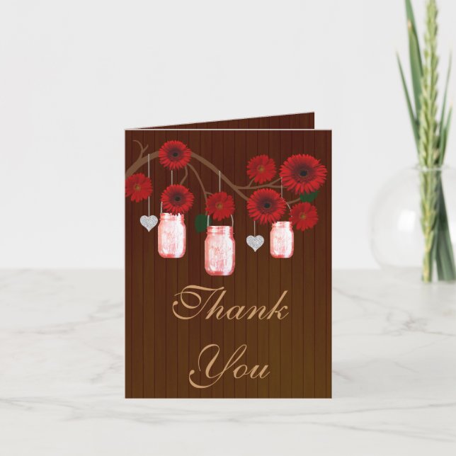 Pays Russe Red Mason Jars Carte de remerciements (Devant)