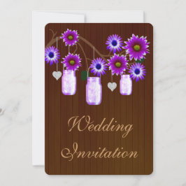Pays Russe Violet Mason Jar Faire-part de mariage