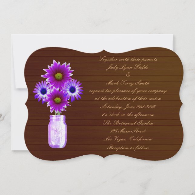 Pays Russe Violet Mason Jar Faire-part de mariage (Devant)