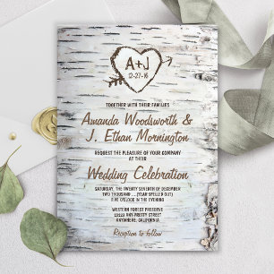 Pays Rustic Birch Tree Bark Mariage Invitations