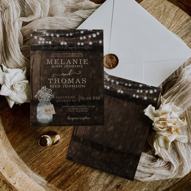 Pays Rustic Bois Barrel Invitations de mariage (Créateur téléchargé)