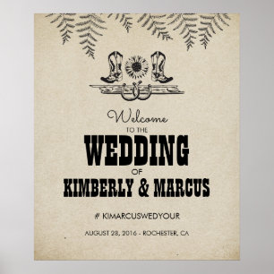 Pays Rustic Western Mariage Affiche de bienvenue P