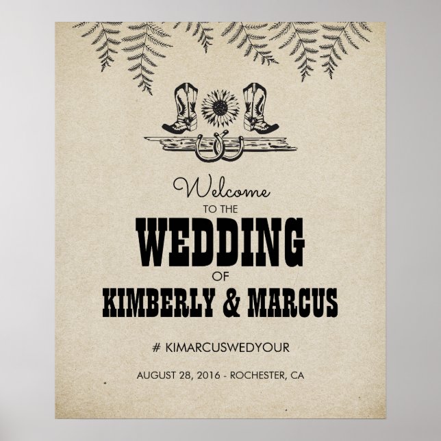 Pays Rustic Western Mariage Affiche de bienvenue P (Devant)