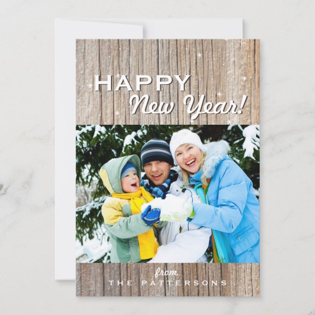 Pays Rustic Wood Bonne année Carte photo (Devant)
