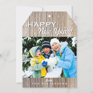 Pays Rustic Wood Bonne année Carte photo