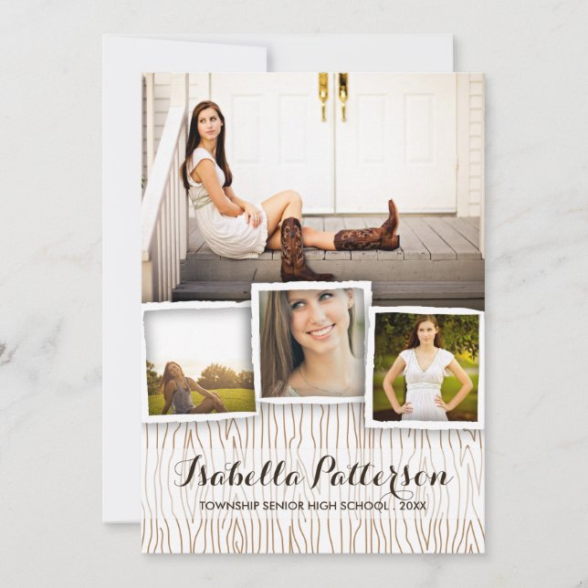 Pays Rustic Woodgrain Graduation Invitation (Devant)