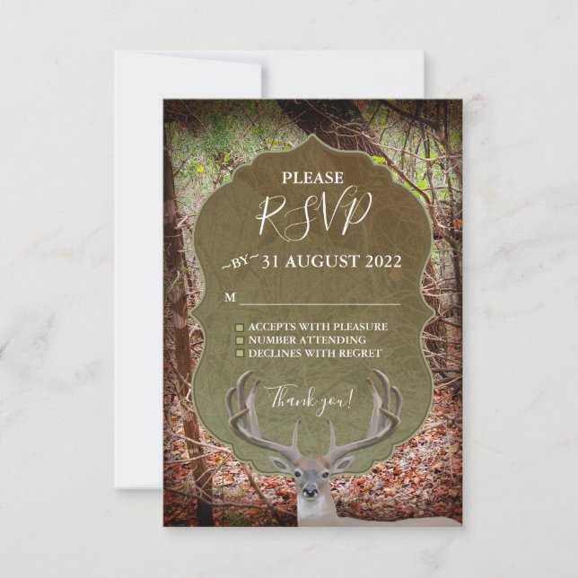 Pays rustique Deer Hunter Wedding RSVP (Devant)