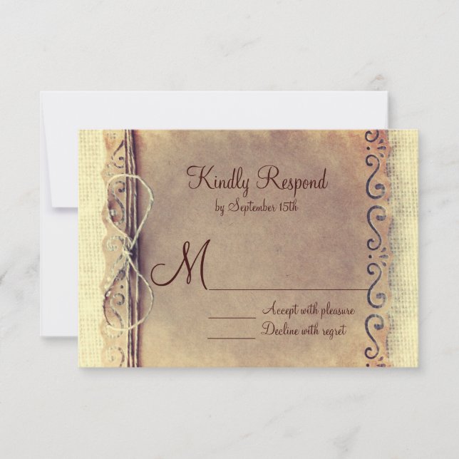 Pays Rustique Détresse Vintage Mariage RSVP (Devant)