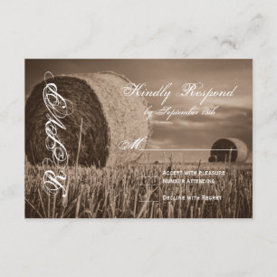 Pays rustique Hay Bale Mariage rural Cartes RSVP