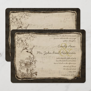 Pays rustique Vintage Lovebird Faire-part de maria