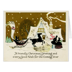 Pays victorien Grande carte de voeux de Noël