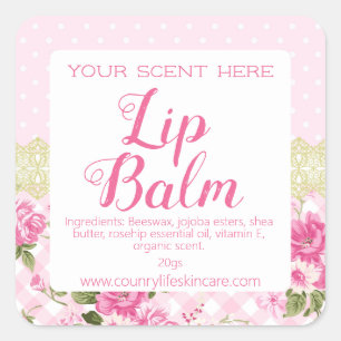 Pays Vintage Pink Lip Balm Tube Étiquettes