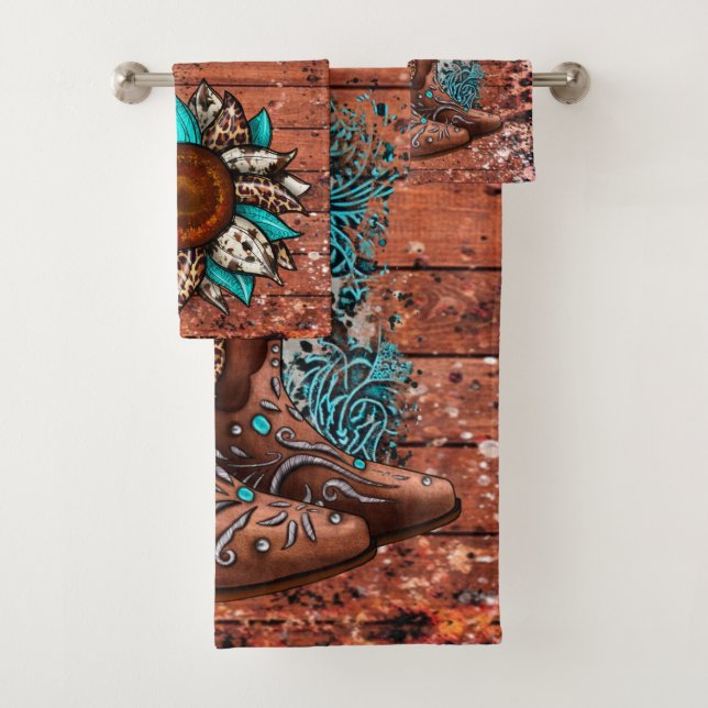 Pays Western Botte de cowboy et Fleur (En situation)