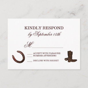 Pays Western Horseshoe Boots Wedding RSVP