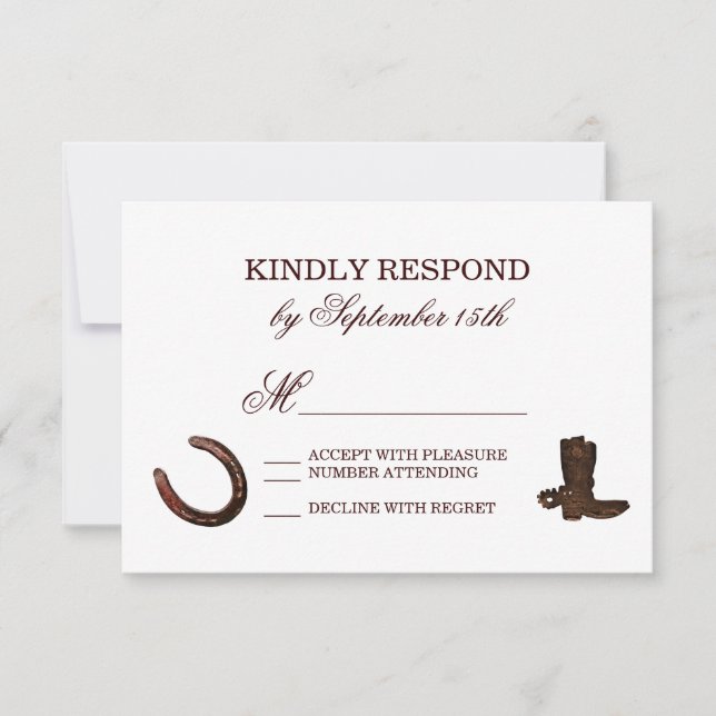 Pays Western Horseshoe Boots Wedding RSVP (Devant)