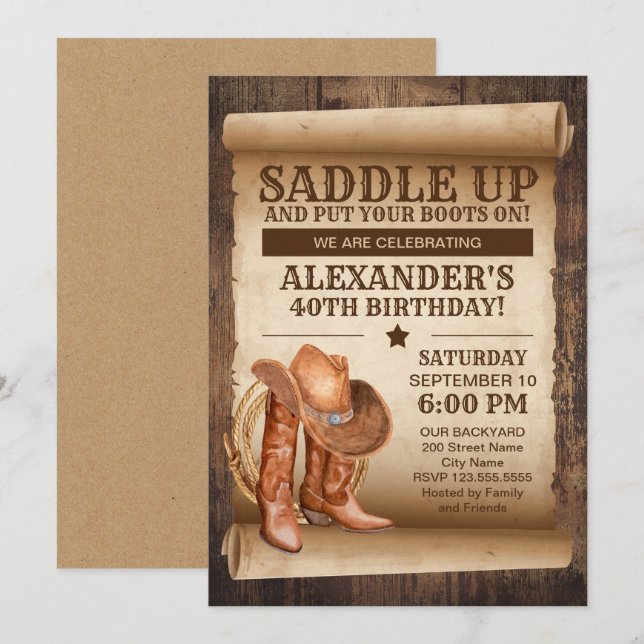 Pays Western Party Invitation (Devant / Derrière)