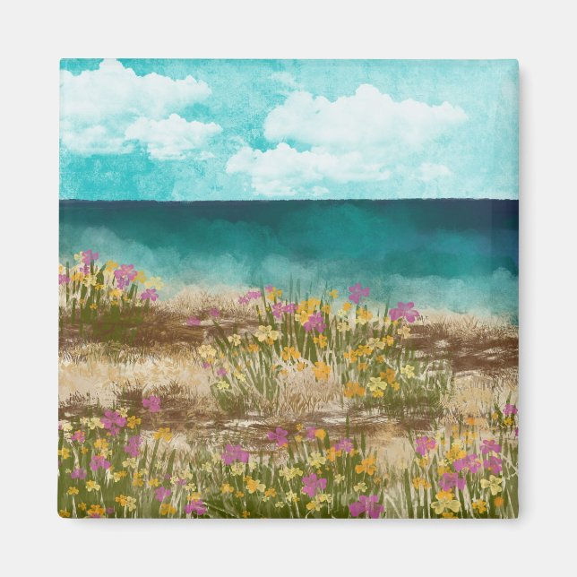 Paysage aquarelle Magnet bord de mer (Devant)