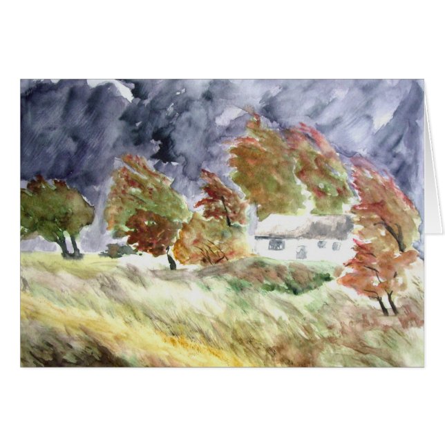 Paysage balayé par le vent de l'aquarelle original (Devant horizontal)