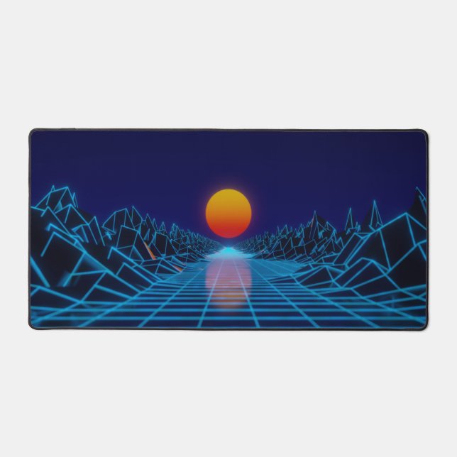 paysage cyberespace grille coucher du soleil (Recto)