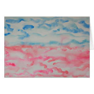 Paysage D'Aquarelle Abstraite Rose Et Bleu Clair