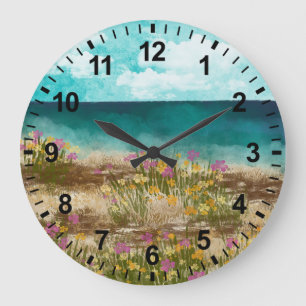 Paysage d'aquarelle Horloge Fleur sauvage du bord 